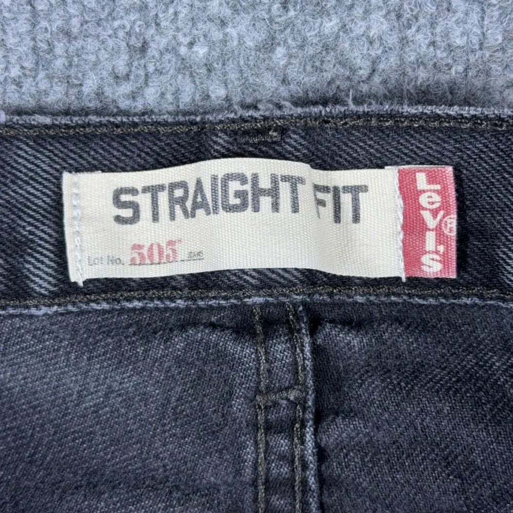 Levis 505 Regular Fit Straight Leg Jeans Mens 38x34 Faded Black Denim Pants